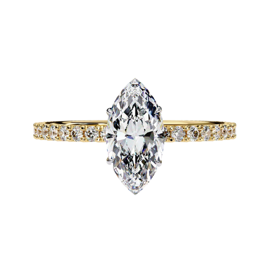 Mira Marquise Pavé Solitaire - marquise pavé engagement ring - detail close-up - Lucano