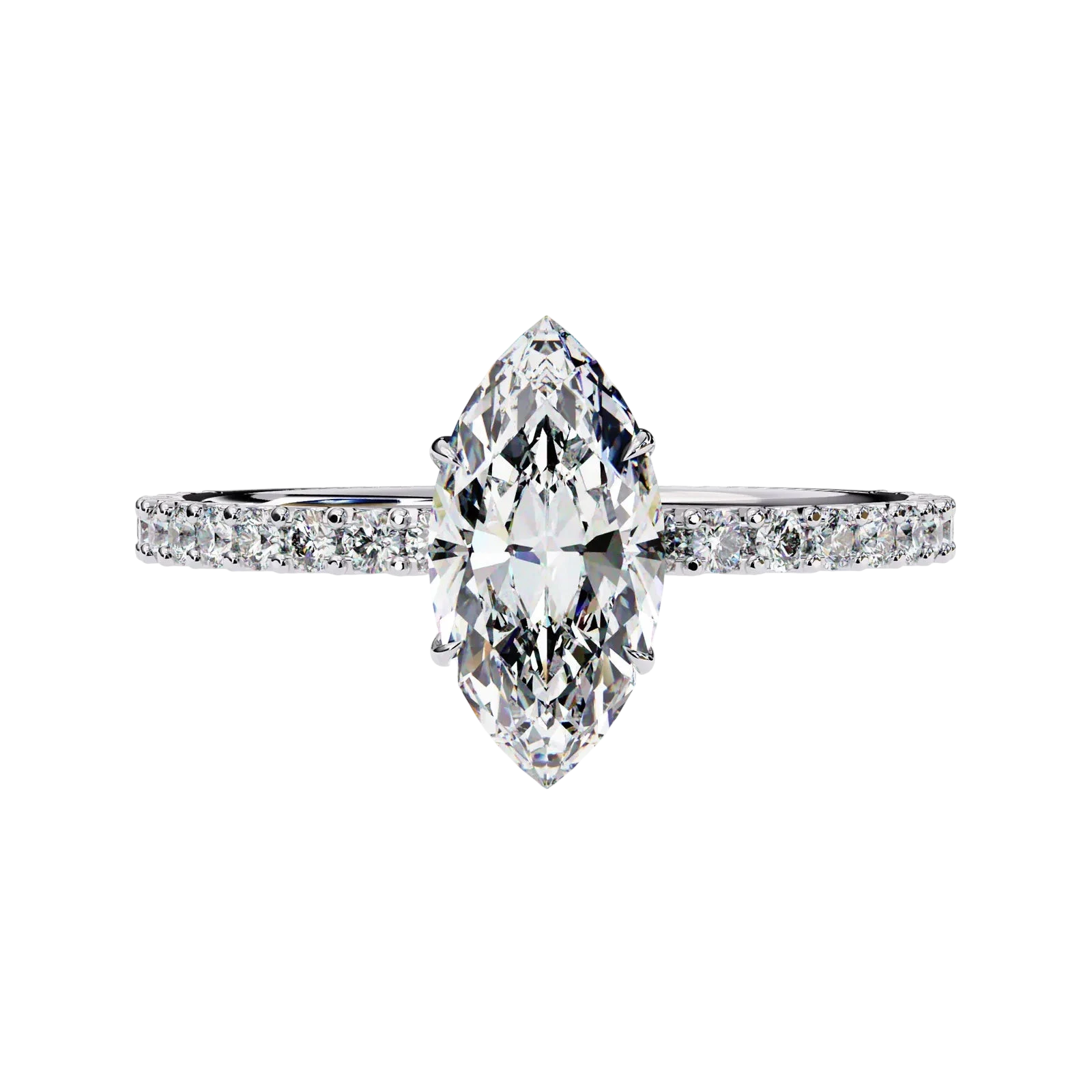 Mira Marquise Pavé Solitaire - marquise pavé engagement ring - top view - Lucano