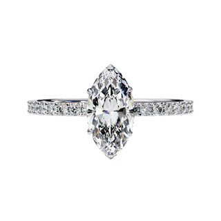 Mira Marquise Pavé Solitaire - marquise pavé engagement ring - top view - Lucano