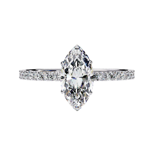 Mira Marquise Pavé Solitaire - marquise pavé engagement ring - top view - Lucano
