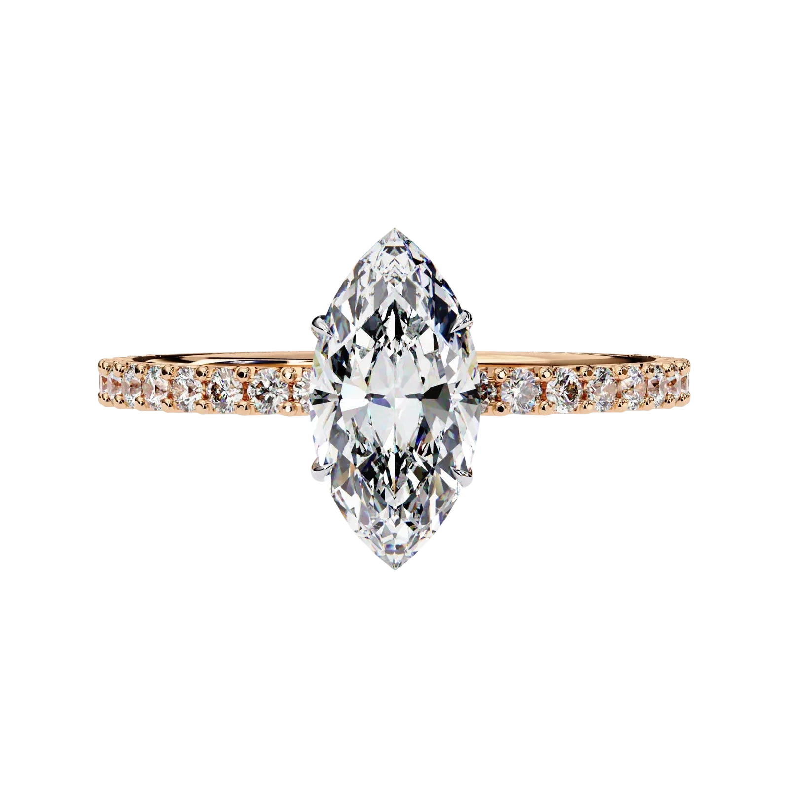 Mira Marquise Pavé Solitaire - marquise pavé engagement ring - on hand - Lucano
