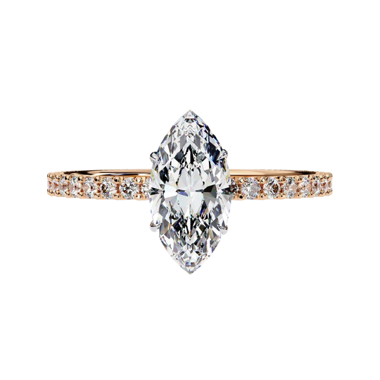 Mira Marquise Pavé Solitaire - marquise pavé engagement ring - on hand - Lucano