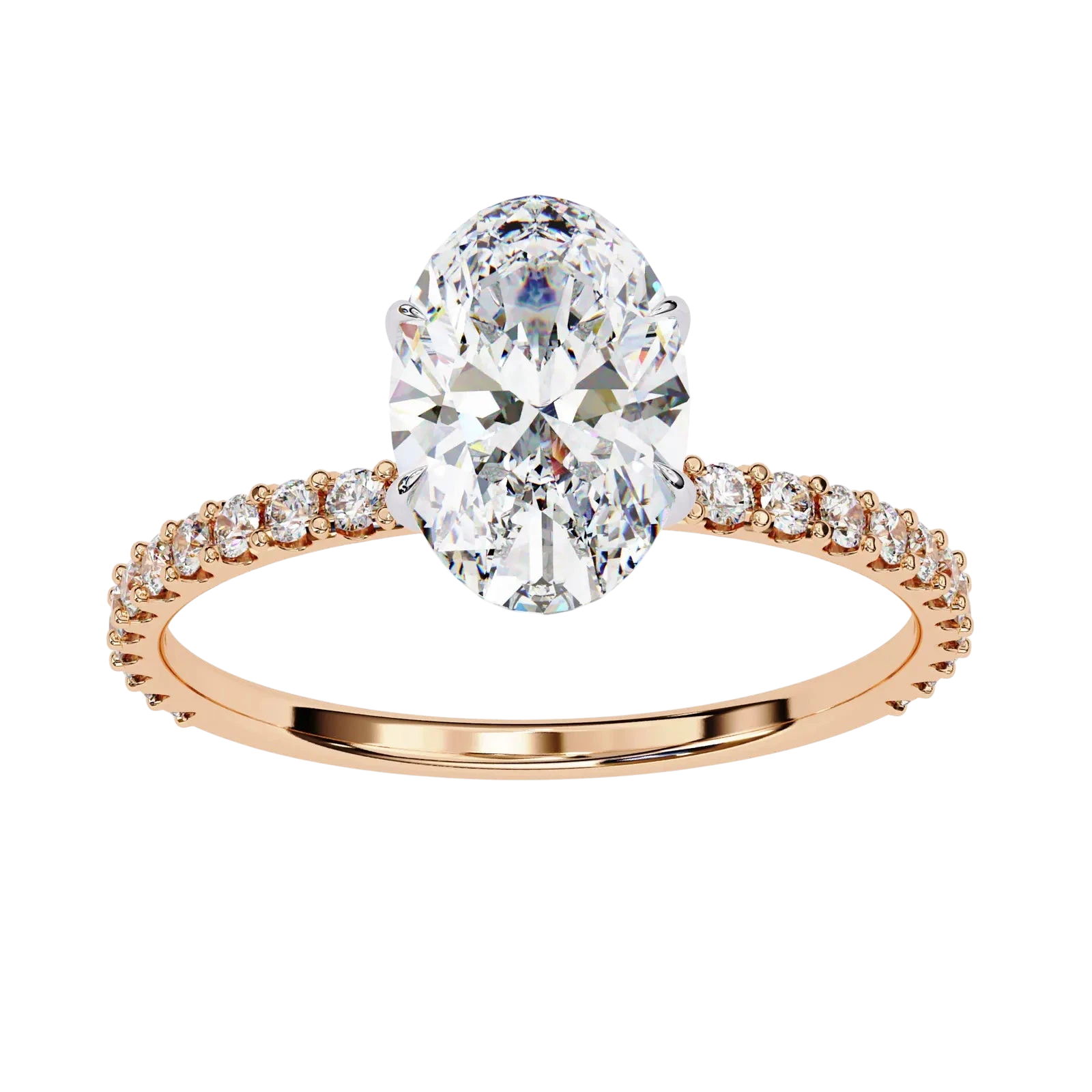 Mira Oval Pavé Solitaire - oval pavé engagement ring - in 9ct white gold - Lucano