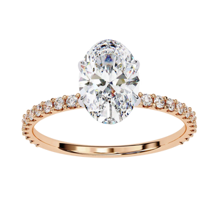 Mira Oval Pavé Solitaire - oval pavé engagement ring - in 9ct white gold - Lucano
