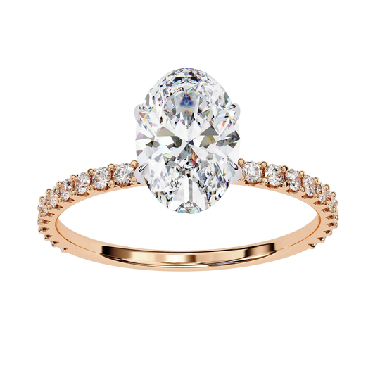 Mira Oval Pavé Solitaire - oval pavé engagement ring - in 9ct white gold - Lucano