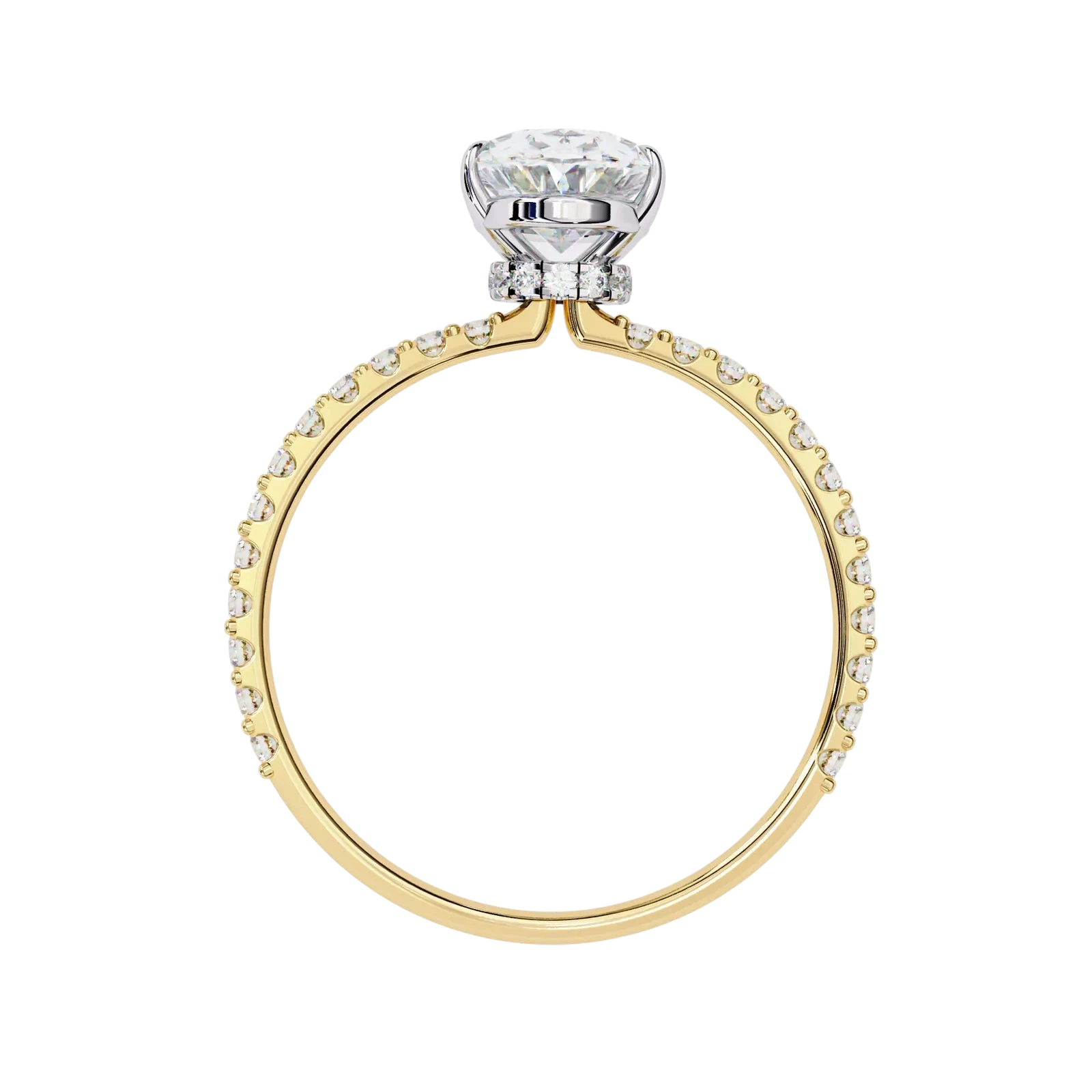 Mira Oval Pavé Solitaire - oval pavé engagement ring - in 18ct white gold - Lucano