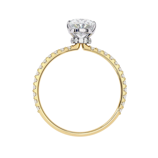 Mira Oval Pavé Solitaire - oval pavé engagement ring - in 18ct white gold - Lucano