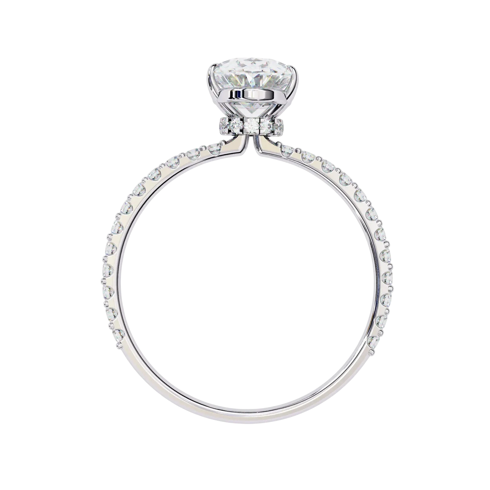Mira Oval Pavé Solitaire - oval pavé engagement ring - in 9ct rose gold - Lucano