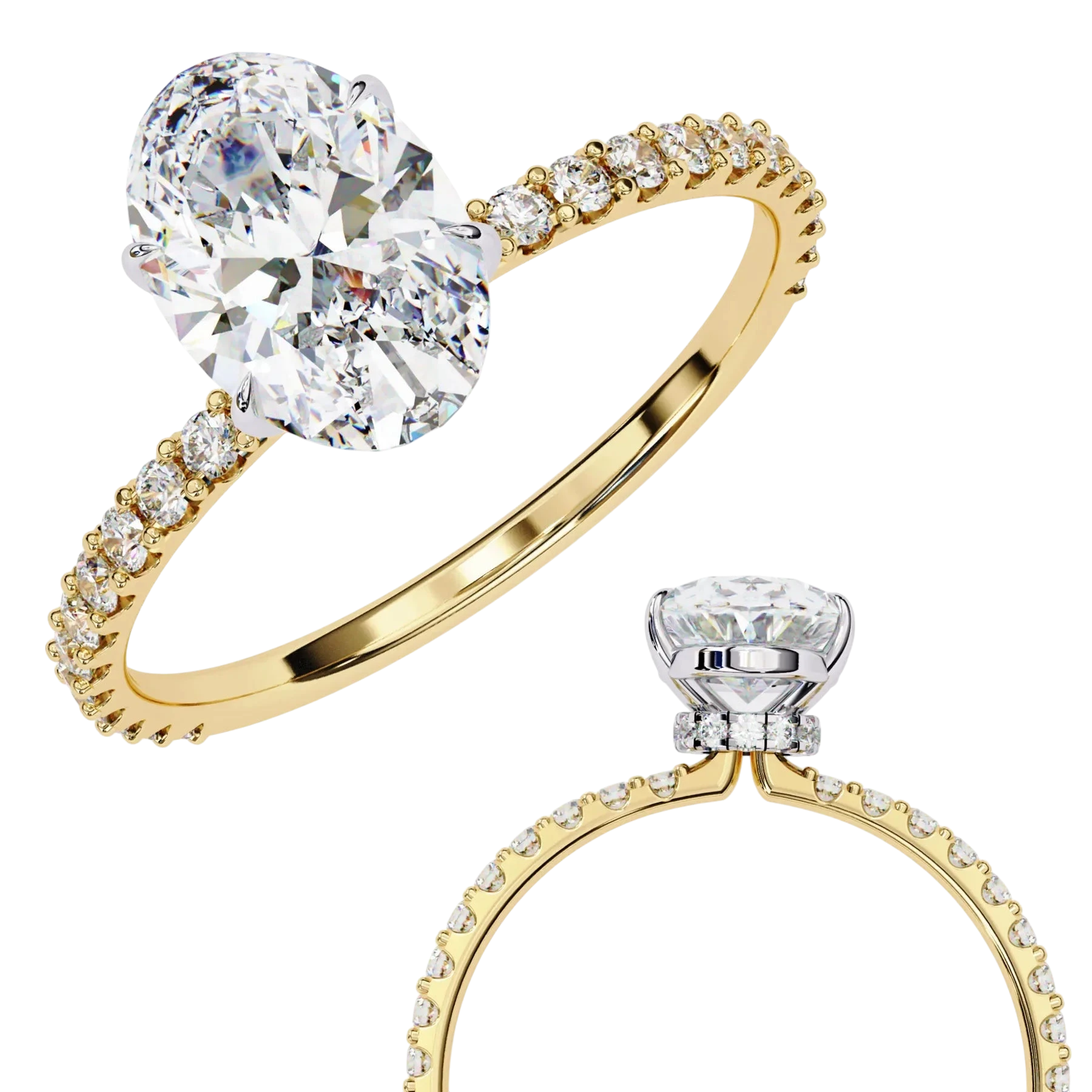 Mira Oval Pavé Solitaire - oval pavé engagement ring - in 18ct rose gold - Lucano