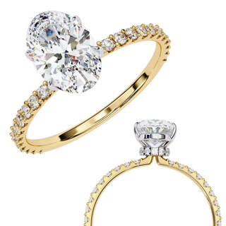 Mira Oval Pavé Solitaire - oval pavé engagement ring - in 18ct rose gold - Lucano