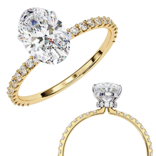 Mira Oval Pavé Solitaire - oval pavé engagement ring - in 18ct rose gold - Lucano