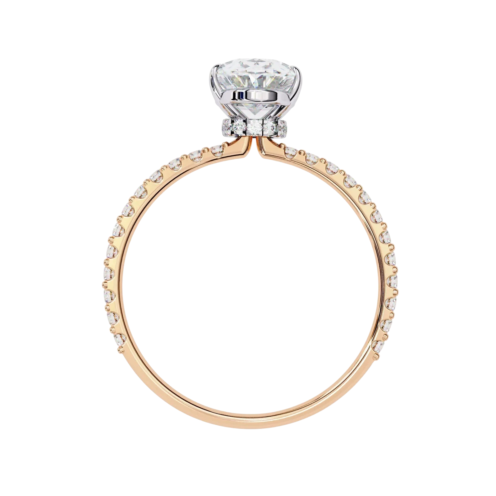 Mira Oval Pavé Solitaire - oval pavé engagement ring, handcrafted in Byron Bay, Australia by Lucano