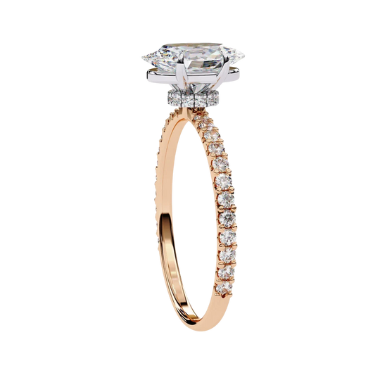 Mira Oval Pavé Solitaire - oval pavé engagement ring - side profile - Lucano