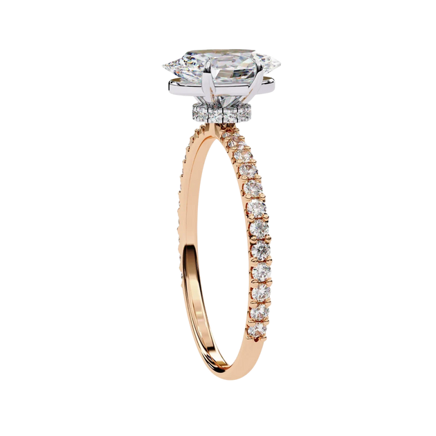 Mira Oval Pavé Solitaire - oval pavé engagement ring - side profile - Lucano