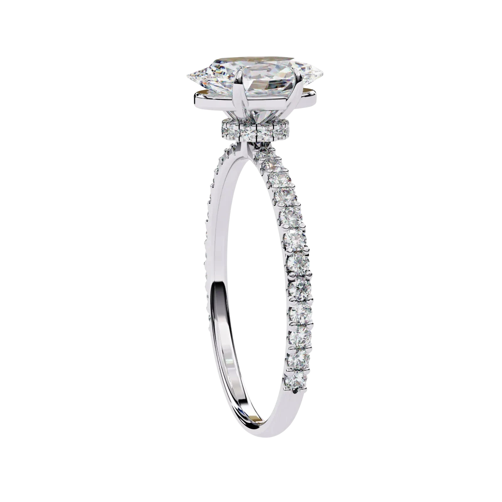 Mira Oval Pavé Solitaire - oval pavé engagement ring - angled view - Lucano