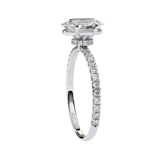 Mira Oval Pavé Solitaire - oval pavé engagement ring - angled view - Lucano