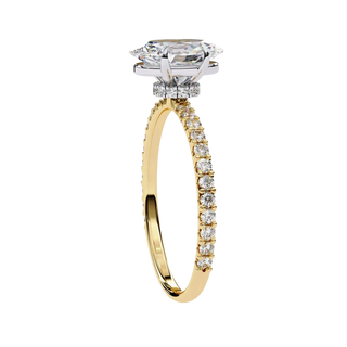 Mira Oval Pavé Solitaire - oval pavé engagement ring - three-quarter view - Lucano