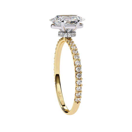 Mira Oval Pavé Solitaire - oval pavé engagement ring - three-quarter view - Lucano