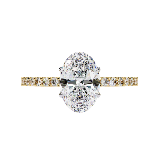 Mira Oval Pavé Solitaire - oval pavé engagement ring - detail close-up - Lucano