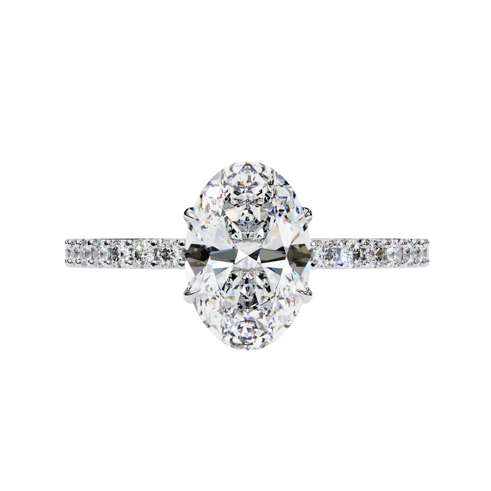 Mira Oval Pavé Solitaire - oval pavé engagement ring - top view - Lucano