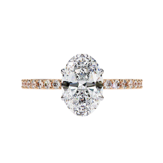 Mira Oval Pavé Solitaire - oval pavé engagement ring - on hand - Lucano