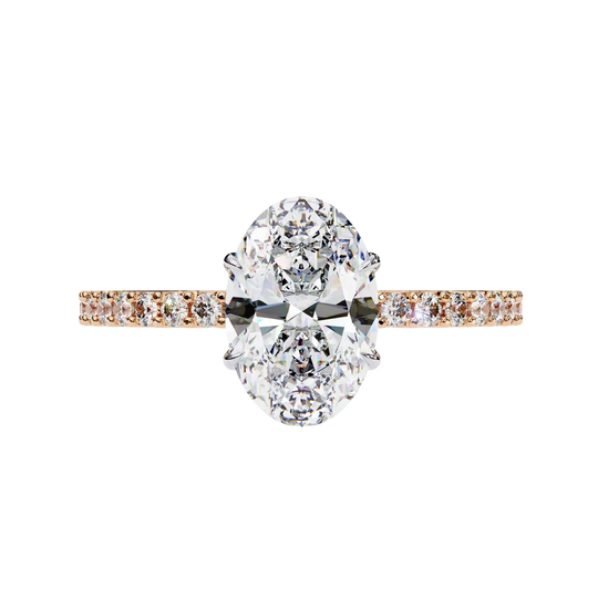 Mira Oval Pavé Solitaire - oval pavé engagement ring - on hand - Lucano