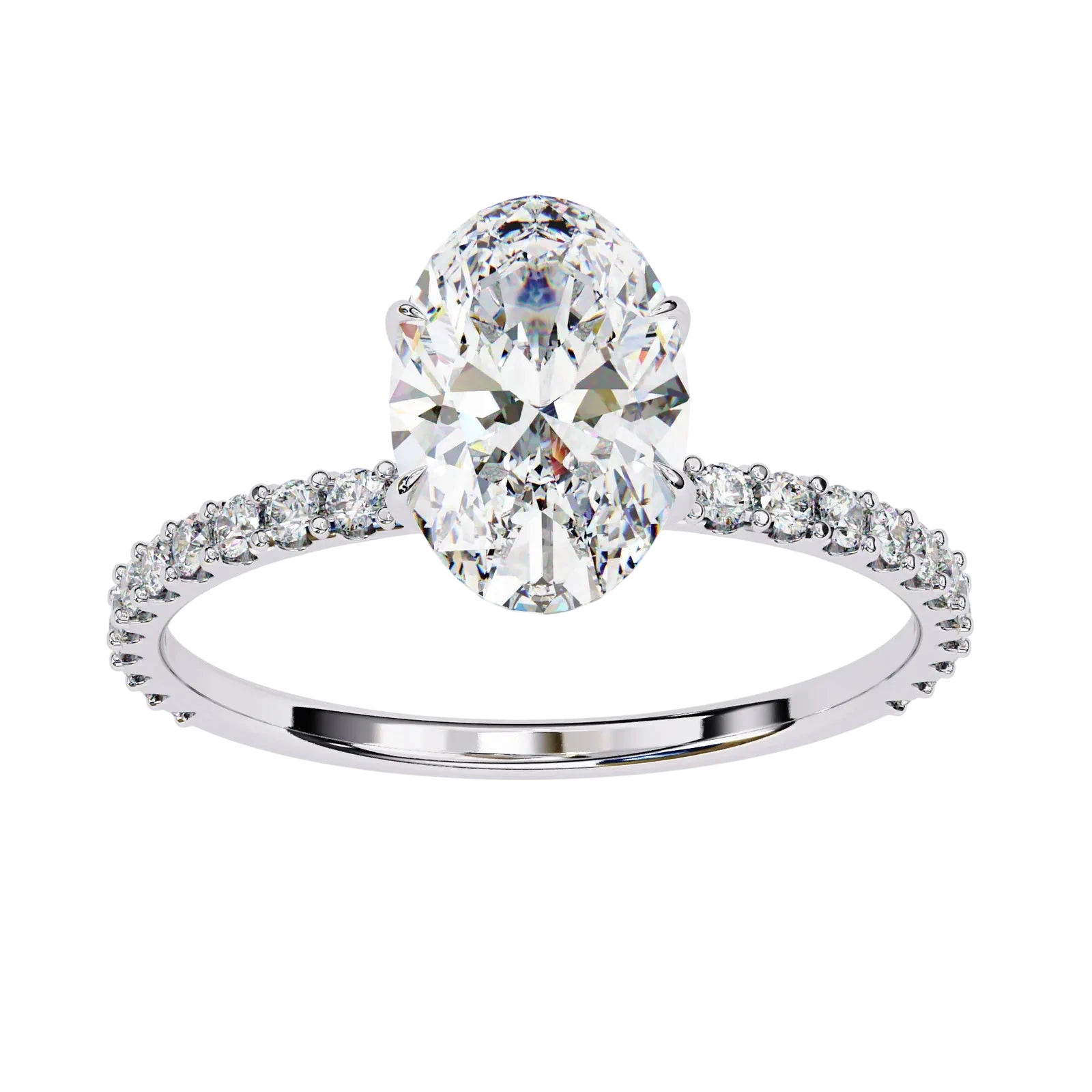 Mira Oval Pavé Solitaire - oval pavé engagement ring - in 9ct yellow gold - Lucano