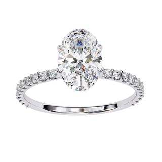Mira Oval Pavé Solitaire - oval pavé engagement ring - in 9ct yellow gold - Lucano