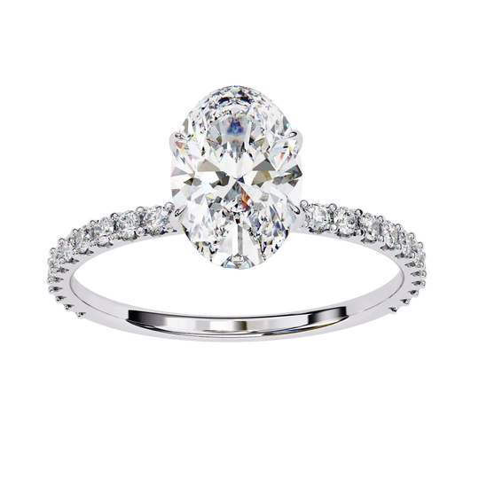 Mira Oval Pavé Solitaire - oval pavé engagement ring - in 9ct yellow gold - Lucano