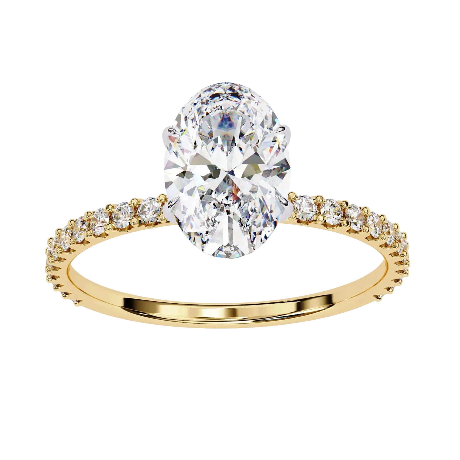 Mira Oval Pavé Solitaire - oval pavé engagement ring - in 18ct yellow gold - Lucano