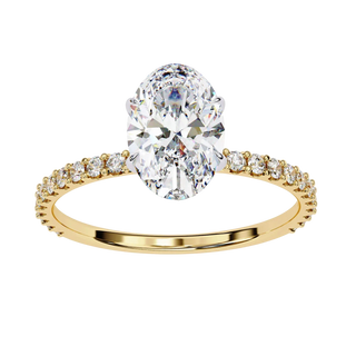 Mira Oval Pavé Solitaire - oval pavé engagement ring - in 18ct yellow gold - Lucano