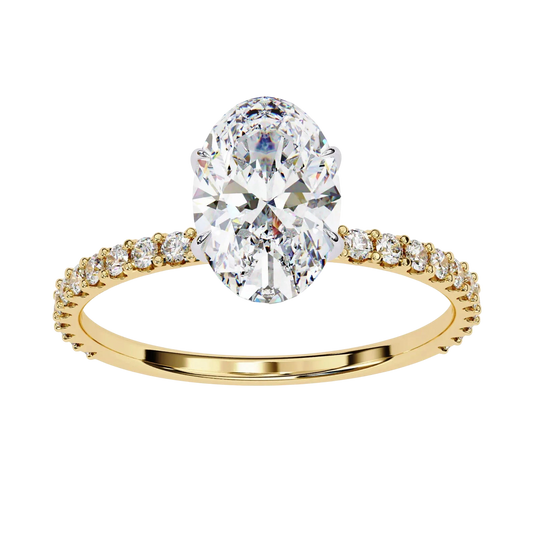Mira Oval Pavé Solitaire - oval pavé engagement ring - in 18ct yellow gold - Lucano