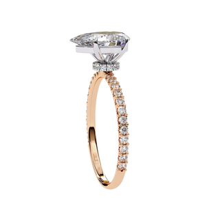 Mira Pear Pavé Solitaire - pear engagement ring - in 9ct white gold - Lucano