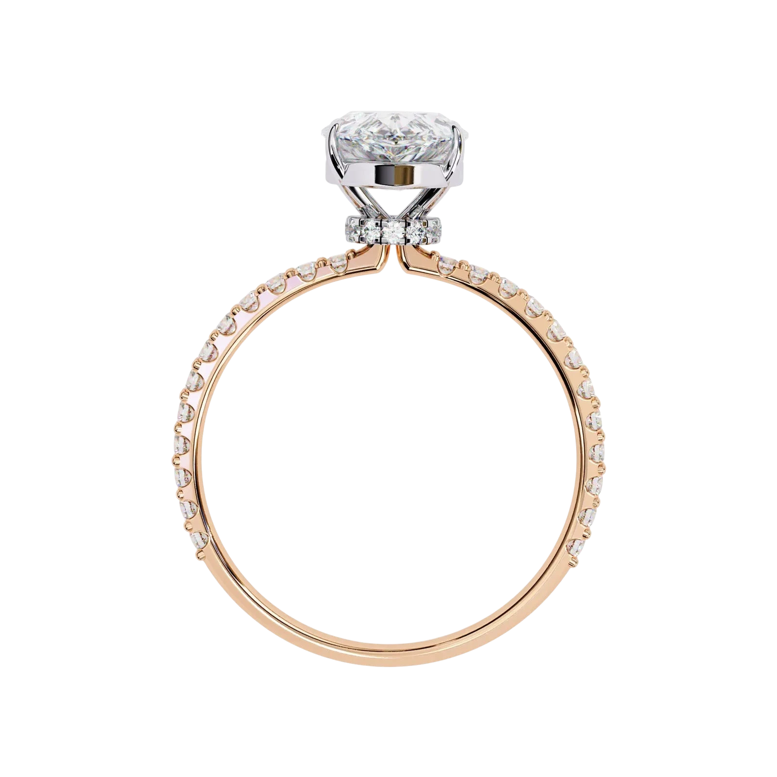 Mira Pear Pavé Solitaire - twin pear engagement ring - in 18ct white gold - Lucano