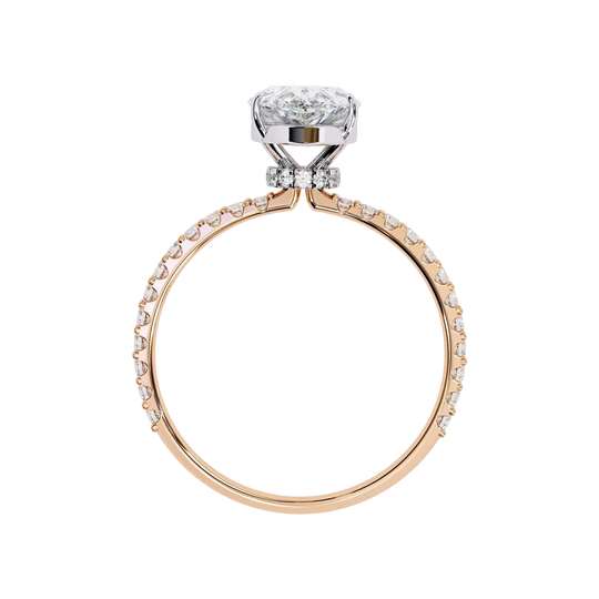 Mira Pear Pavé Solitaire - twin pear engagement ring - in 18ct white gold - Lucano