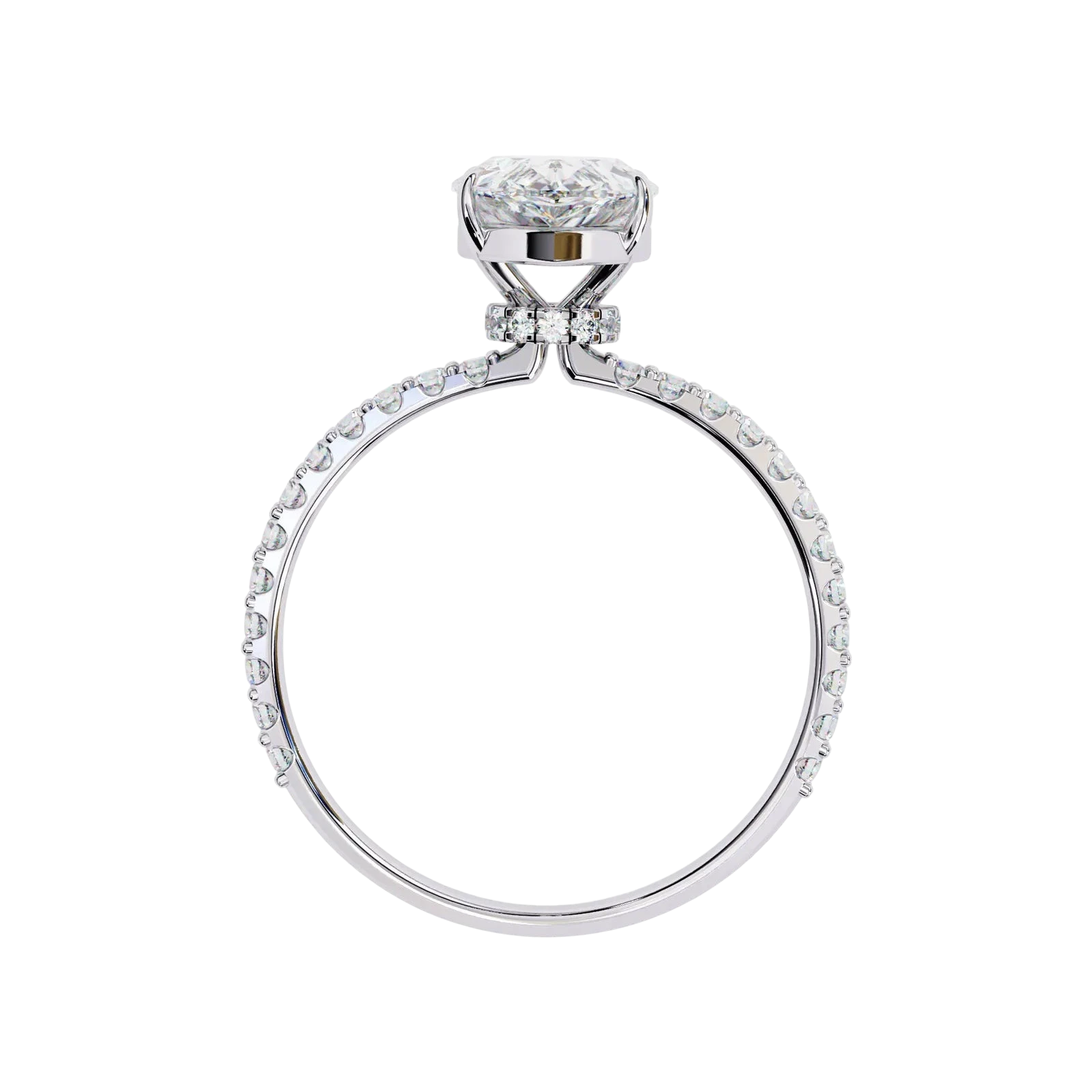 Mira Pear Pavé Solitaire - twin pear engagement ring - in 9ct rose gold - Lucano