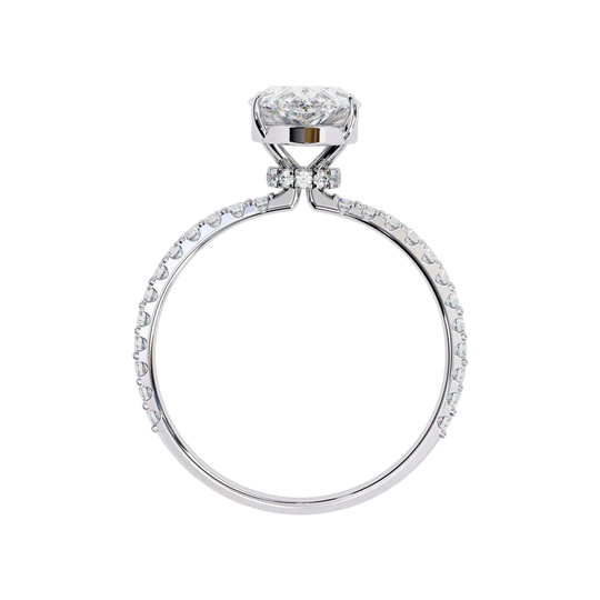 Mira Pear Pavé Solitaire - twin pear engagement ring - in 9ct rose gold - Lucano