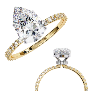 Mira Pear Pavé Solitaire - twin pear engagement ring - in 18ct rose gold - Lucano