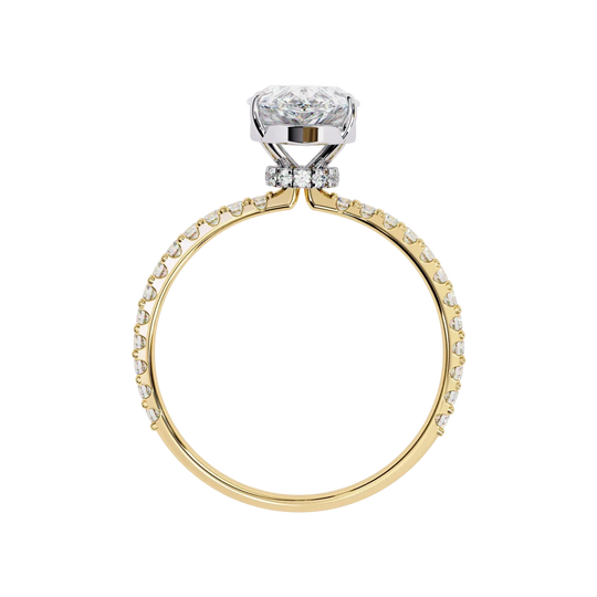 Mira Pear Pavé Solitaire - pear engagement ring, handcrafted in Byron Bay Hinterland, Australia by Lucano