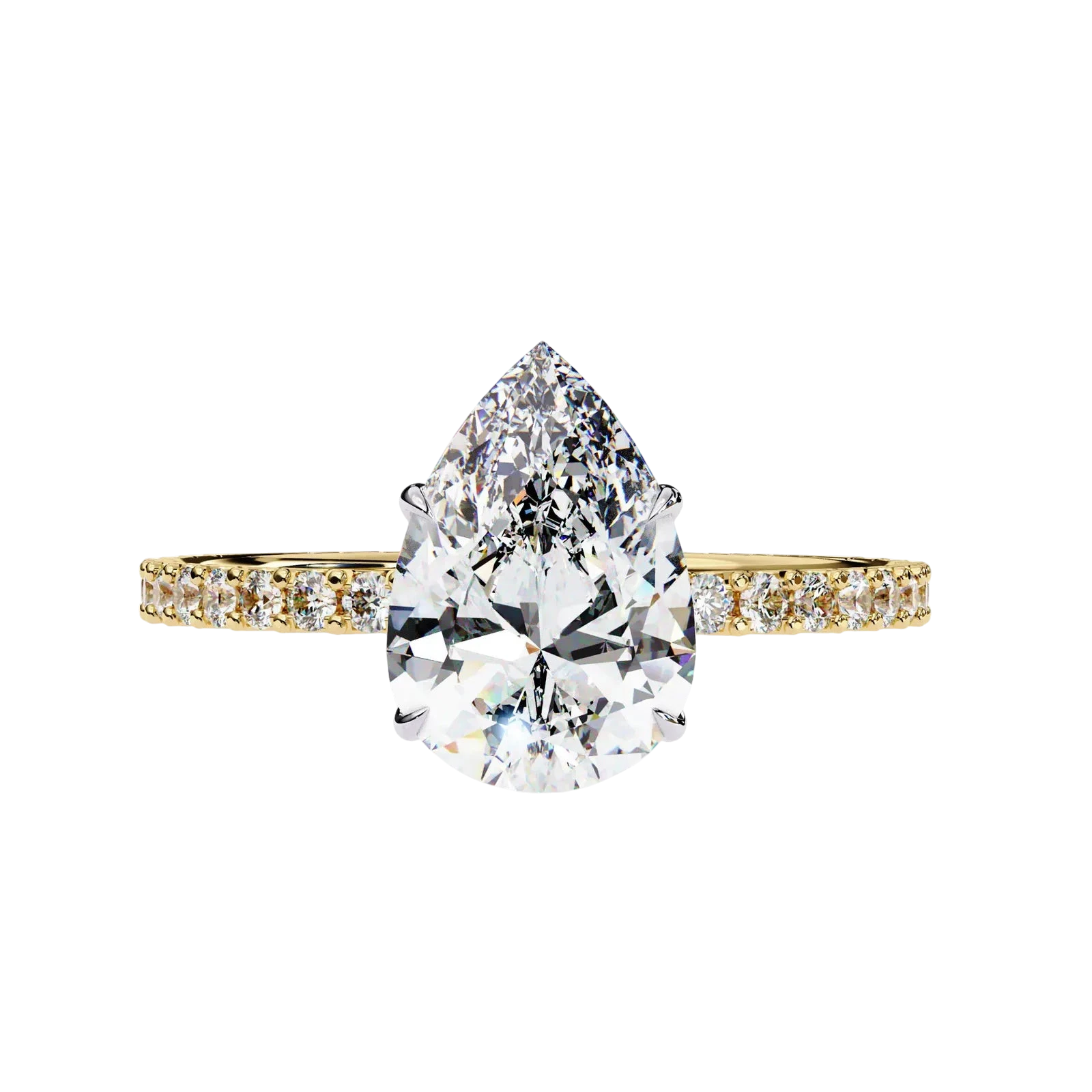 Mira Pear Pavé Solitaire - pear engagement ring - side profile - Lucano