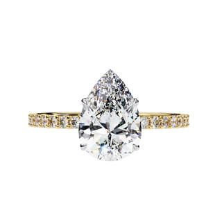 Mira Pear Pavé Solitaire - pear engagement ring - side profile - Lucano