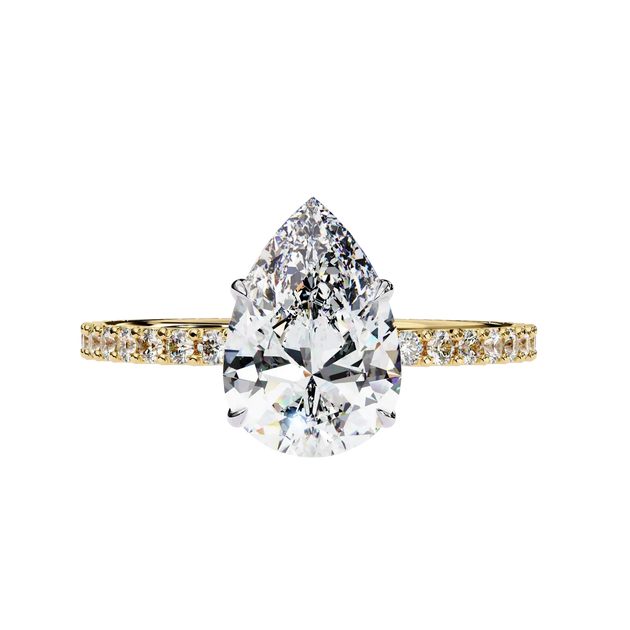 Mira Pear Pavé Solitaire - pear engagement ring - side profile - Lucano