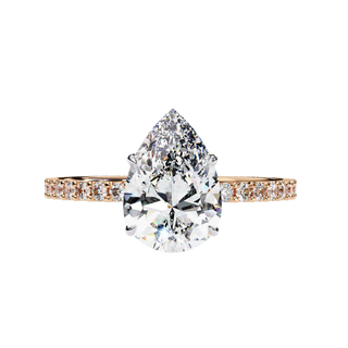 Mira Pear Pavé Solitaire - pear engagement ring - angled view - Lucano