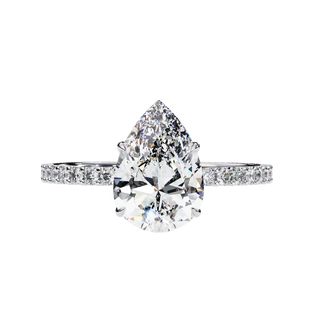Mira Pear Pavé Solitaire - pear engagement ring - three-quarter view - Lucano