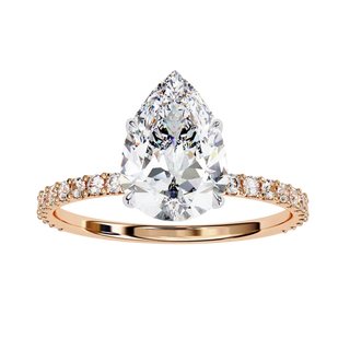 Mira Pear Pavé Solitaire - pear engagement ring - detail close-up - Lucano