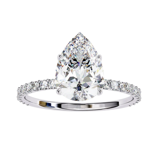Mira Pear Pavé Solitaire - pear engagement ring - top view - Lucano