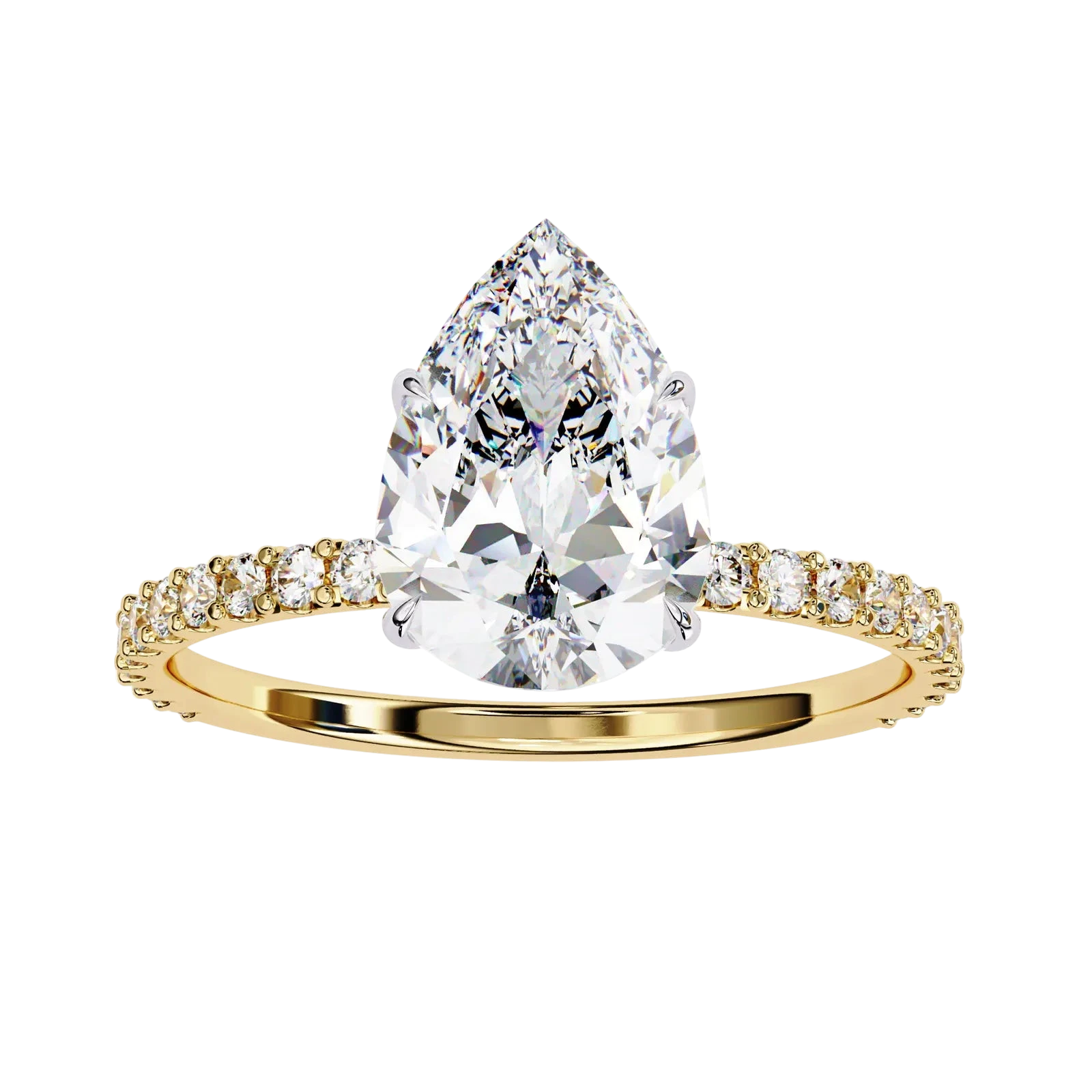 Mira Pear Pavé Solitaire - pear engagement ring - on hand - Lucano
