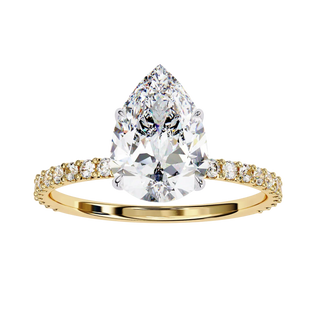Mira Pear Pavé Solitaire - pear engagement ring - on hand - Lucano