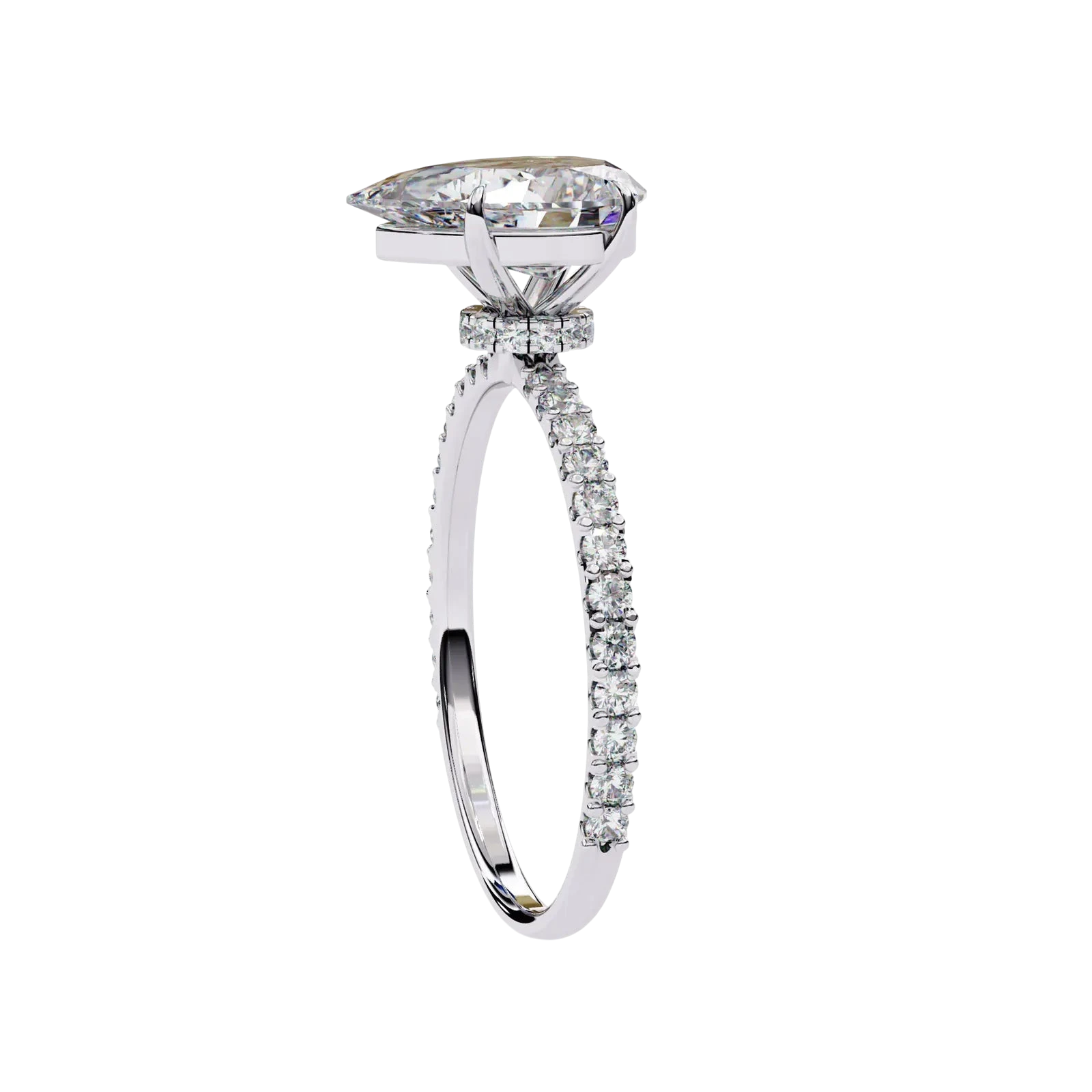 Mira Pear Pavé Solitaire - pear engagement ring - in 18ct yellow gold - Lucano