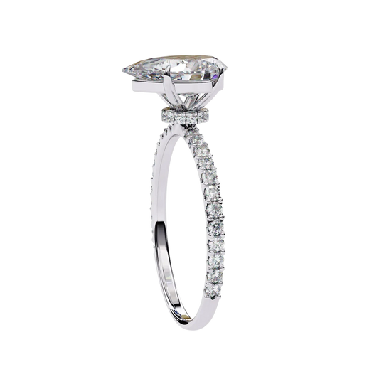 Mira Pear Pavé Solitaire - pear engagement ring - in 18ct yellow gold - Lucano